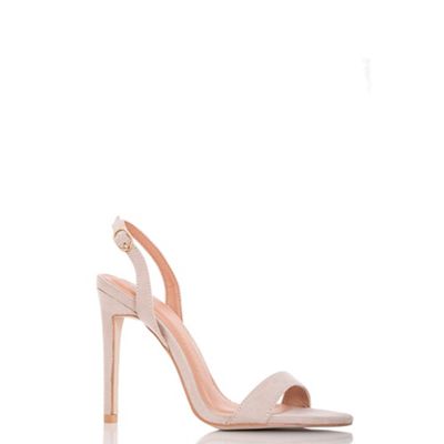 Nude faux suede sling back barely there sandals